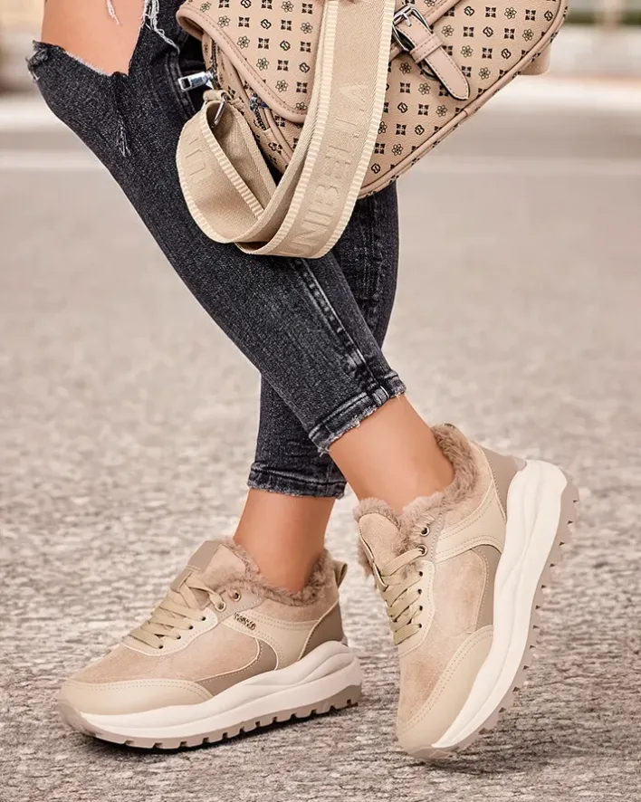 Ocieplane|Sneakersy^Royalfashion Sneakersy damskie z ociepleniem Ruffi brązowy