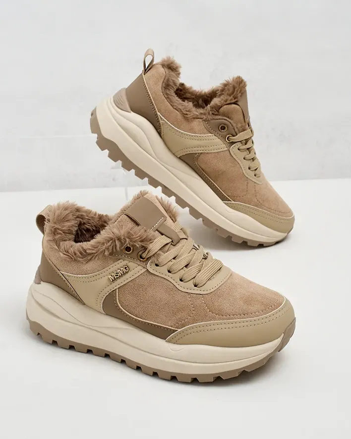 Ocieplane|Sneakersy^Royalfashion Sneakersy damskie z ociepleniem Ruffi brązowy