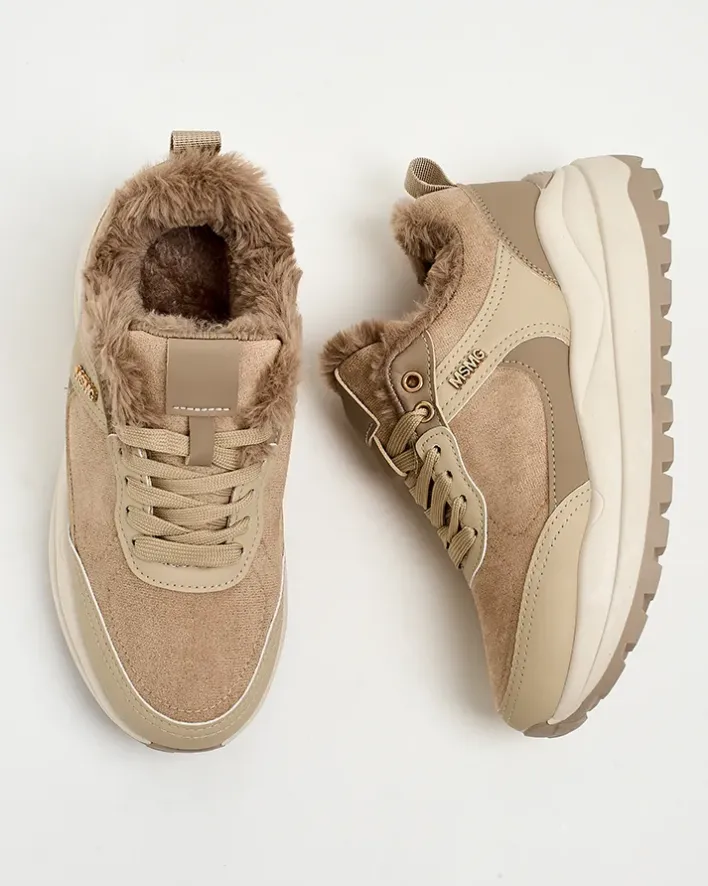 Ocieplane|Sneakersy^Royalfashion Sneakersy damskie z ociepleniem Ruffi brązowy