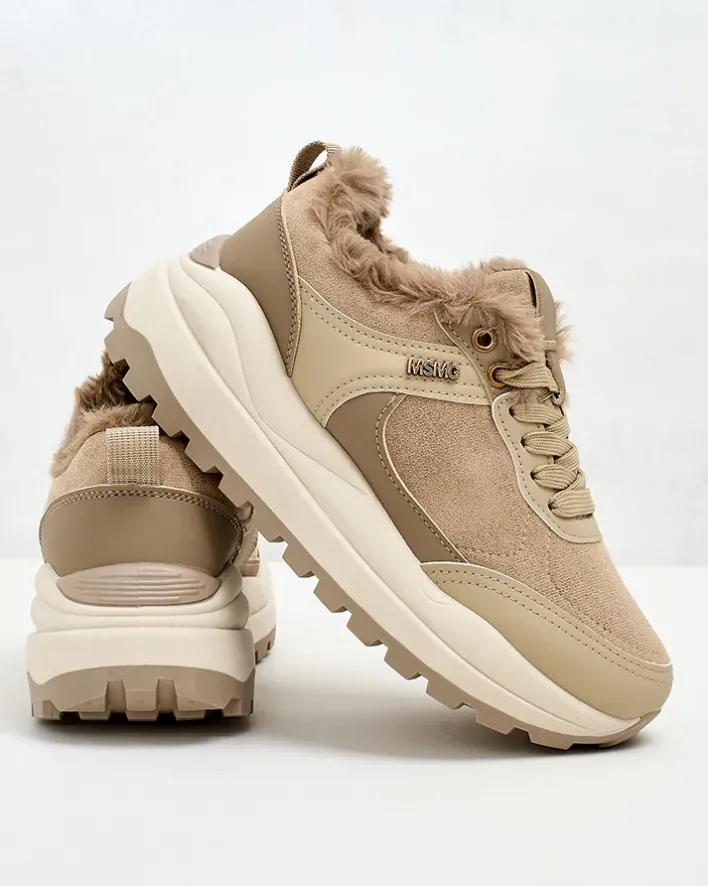 Ocieplane|Sneakersy^Royalfashion Sneakersy damskie z ociepleniem Ruffi brązowy