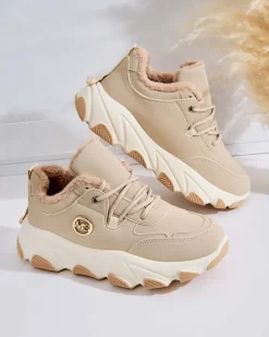Ocieplane|Sneakersy^Royalfashion Sneakersy damskie z ociepleniem Caromi beżowy