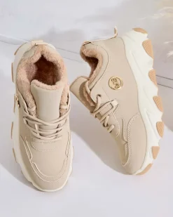 Ocieplane|Sneakersy^Royalfashion Sneakersy damskie z ociepleniem Caromi beżowy