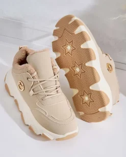 Ocieplane|Sneakersy^Royalfashion Sneakersy damskie z ociepleniem Caromi beżowy