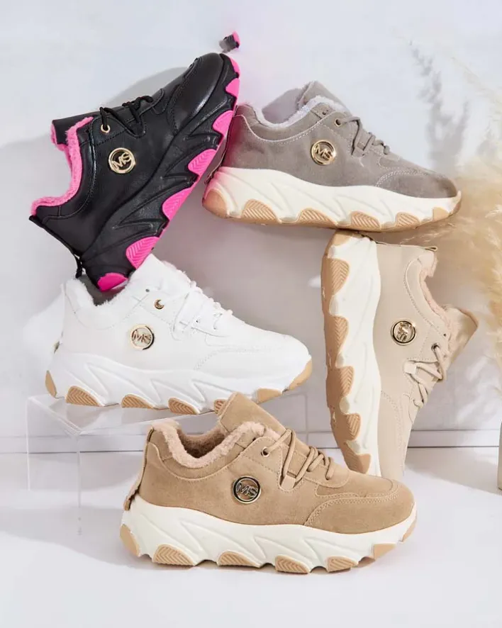 Ocieplane|Sneakersy^Royalfashion Sneakersy damskie z ociepleniem Caromi beżowy