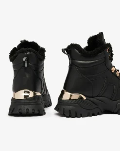 Śniegowce|Botki Na Płaskim Obcasie^Royalfashion Sneakersy damskie z futerkiem w kolorze m Megigna czarny