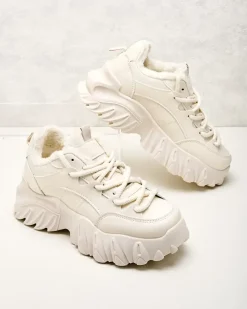 Ocieplane|Sneakersy^Royalfashion Sneakersy damskie z ociepleniem Wonfi beżowy