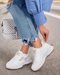 Ocieplane|Sneakersy^Royalfashion Sneakersy damskie z ociepleniem Terib biały