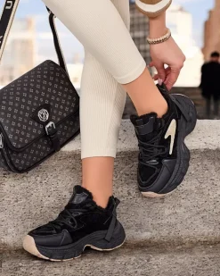 Ocieplane|Sneakersy^Royalfashion Sneakersy damskie z ociepleniem Nozir czarny