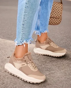 Ocieplane|Sneakersy^Royalfashion Sneakersy damskie z ociepleniem Zoru jasny brązowy