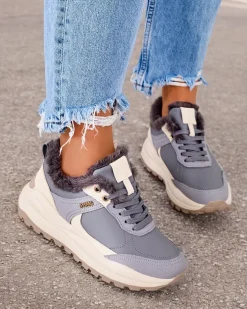 Ocieplane|Sneakersy^Royalfashion Sneakersy damskie z ociepleniem Zoru gołębi szary