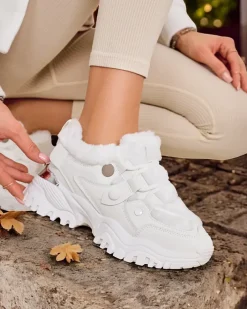 Ocieplane|Sneakersy^Royalfashion Sneakersy damskie z ociepleniem Poriomo biały