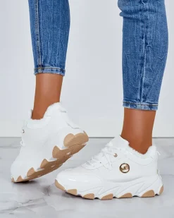 Ocieplane|Sneakersy^Royalfashion Sneakersy damskie z ociepleniem Caroz biały