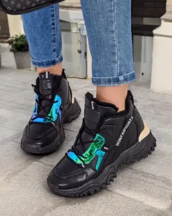 Ocieplane|Sneakersy^Royalfashion Sneakersy damskie z ociepleniem Potomi czarny