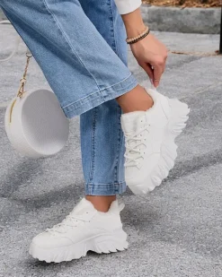 Ocieplane|Sneakersy^Royalfashion Sneakersy damskie z ociepleniem Wonfi biały