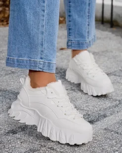 Ocieplane|Sneakersy^Royalfashion Sneakersy damskie z ociepleniem Wonfi biały