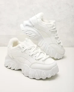 Ocieplane|Sneakersy^Royalfashion Sneakersy damskie z ociepleniem Wonfi biały