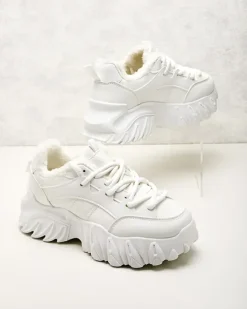 Ocieplane|Sneakersy^Royalfashion Sneakersy damskie z ociepleniem Wonfi biały