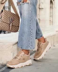 Ocieplane|Sneakersy^Royalfashion Sneakersy damskie z ociepleniem Caroz brązowy