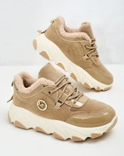 Ocieplane|Sneakersy^Royalfashion Sneakersy damskie z ociepleniem Caroz brązowy