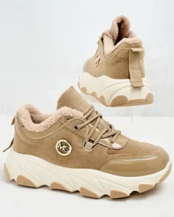 Ocieplane|Sneakersy^Royalfashion Sneakersy damskie z ociepleniem Caroz brązowy