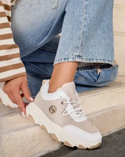 Ocieplane|Sneakersy^Royalfashion Sneakersy damskie z ociepleniem Aronni beżowy