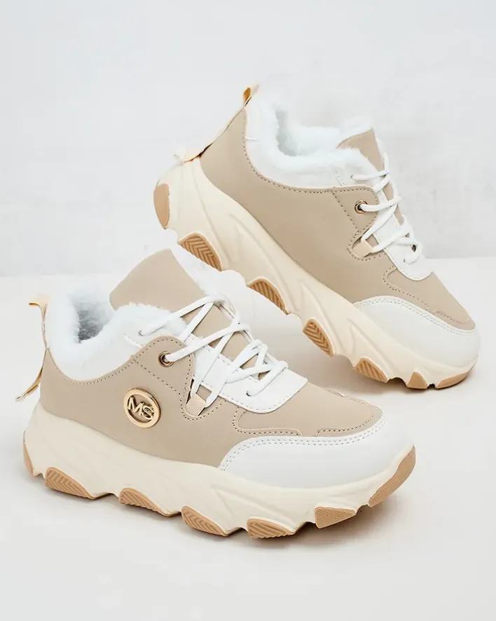 Ocieplane|Sneakersy^Royalfashion Sneakersy damskie z ociepleniem Aronni beżowy