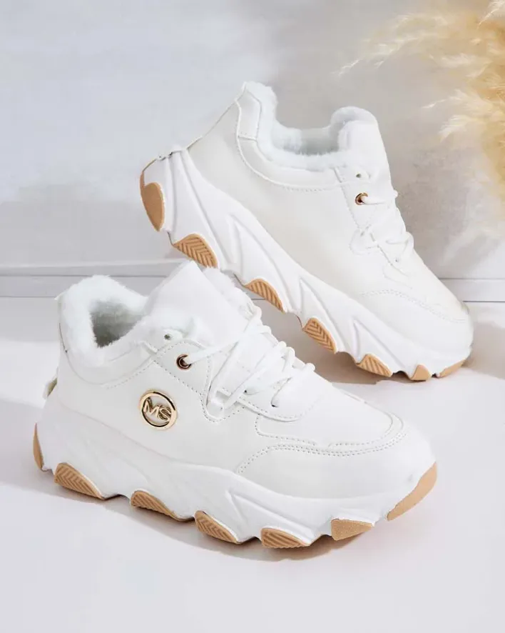 Ocieplane|Sneakersy^Royalfashion Sneakersy damskie z ociepleniem Caromi biały