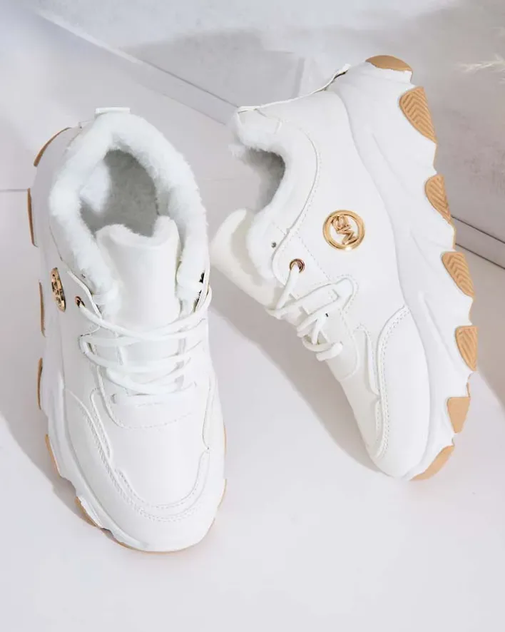 Ocieplane|Sneakersy^Royalfashion Sneakersy damskie z ociepleniem Caromi biały