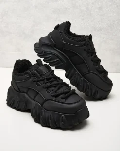 Ocieplane|Sneakersy^Royalfashion Sneakersy damskie z ociepleniem Wonfi czarny