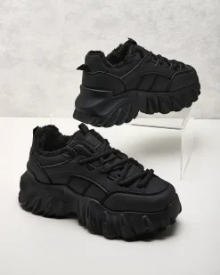 Ocieplane|Sneakersy^Royalfashion Sneakersy damskie z ociepleniem Wonfi czarny