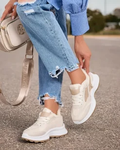 Ocieplane|Sneakersy^Royalfashion Sneakersy damskie z ociepleniem Terib beżowy