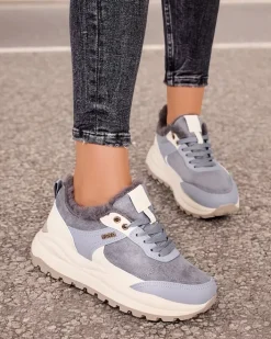 Ocieplane|Sneakersy^Royalfashion Sneakersy damskie z ociepleniem Ruffi Ecru