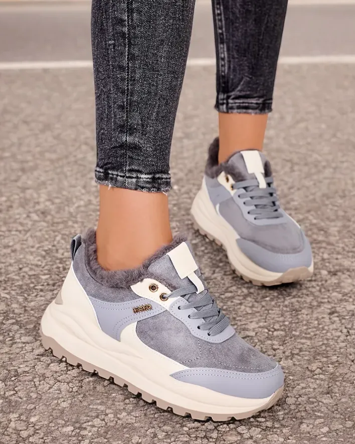 Ocieplane|Sneakersy^Royalfashion Sneakersy damskie z ociepleniem Ruffi Ecru