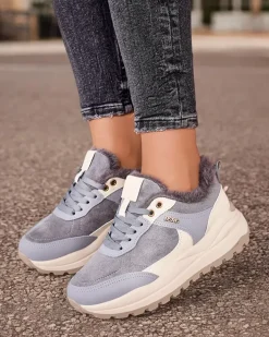 Ocieplane|Sneakersy^Royalfashion Sneakersy damskie z ociepleniem Ruffi Ecru