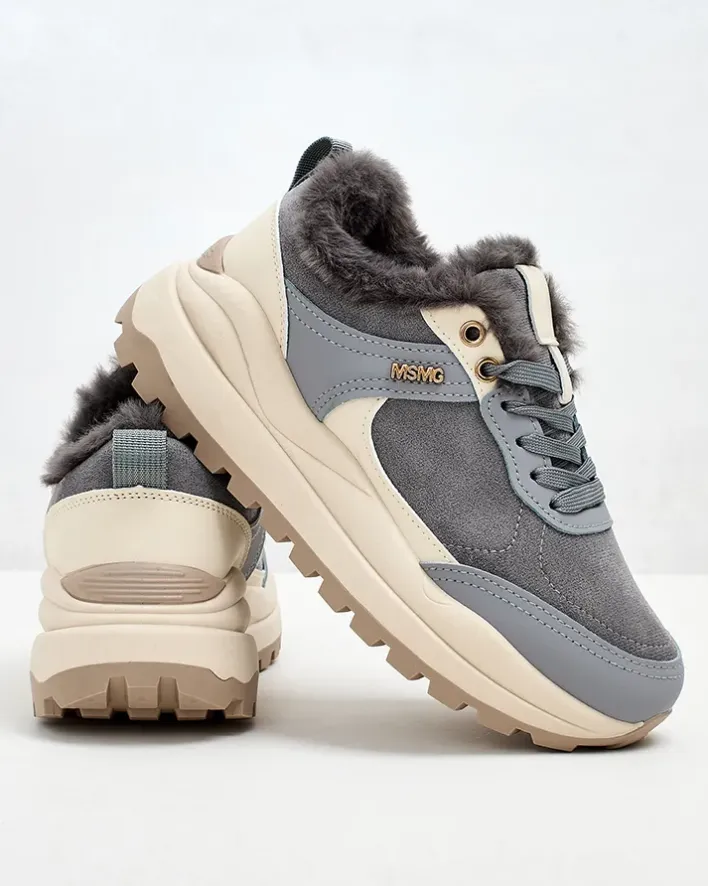 Ocieplane|Sneakersy^Royalfashion Sneakersy damskie z ociepleniem Ruffi Ecru