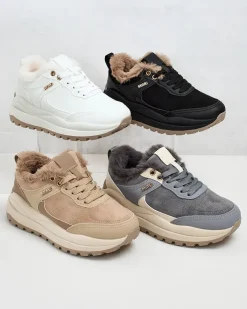 Ocieplane|Sneakersy^Royalfashion Sneakersy damskie z ociepleniem Ruffi Ecru