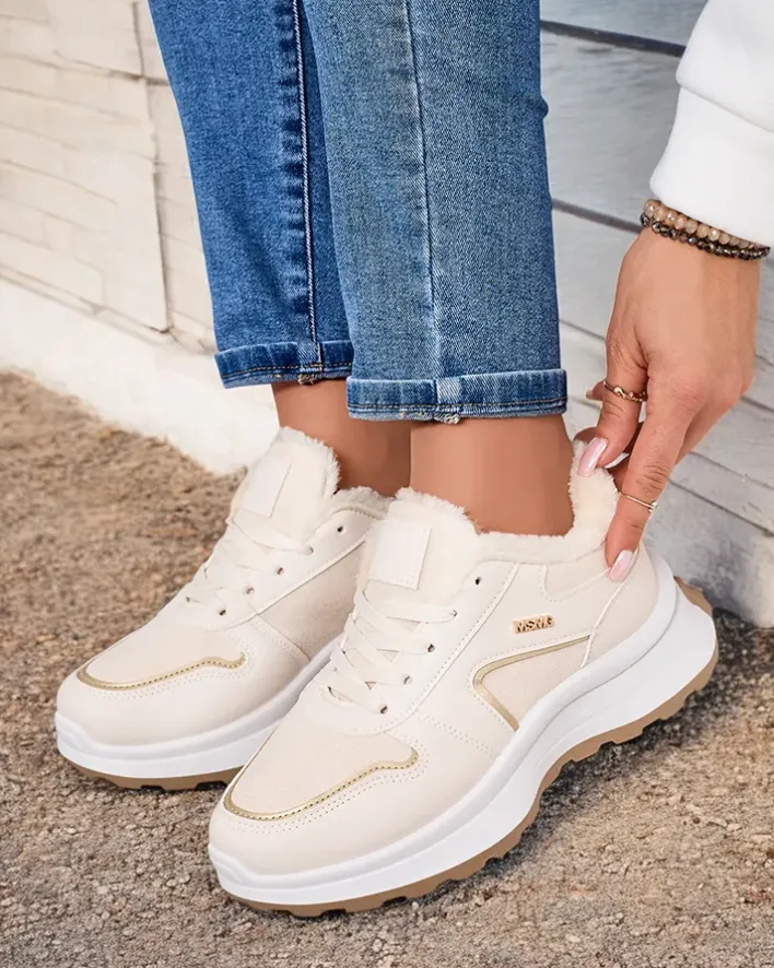 Ocieplane|Sneakersy^Royalfashion Sneakersy damskie z ociepleniem Ronniz beżowy