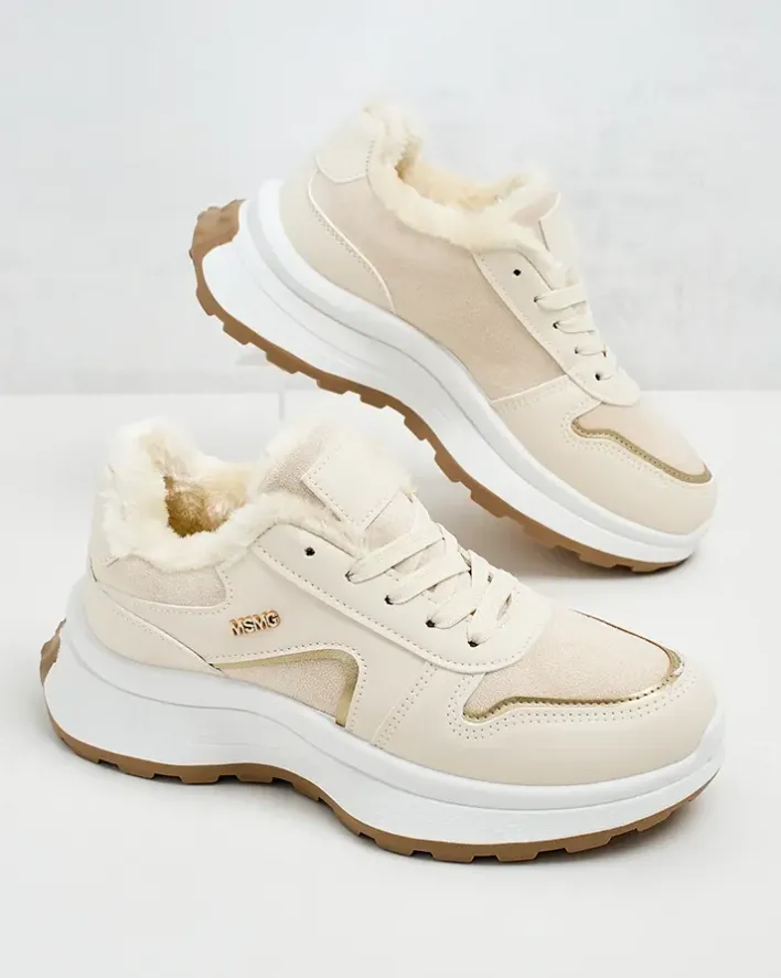 Ocieplane|Sneakersy^Royalfashion Sneakersy damskie z ociepleniem Ronniz beżowy