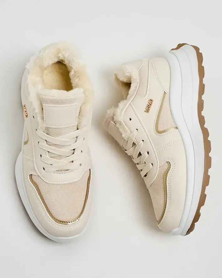 Ocieplane|Sneakersy^Royalfashion Sneakersy damskie z ociepleniem Ronniz beżowy