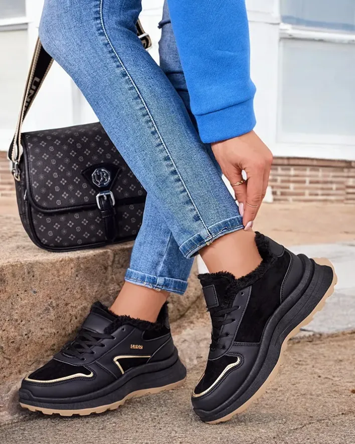Ocieplane|Sneakersy^Royalfashion Sneakersy damskie z ociepleniem Ronniz czarny
