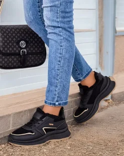 Ocieplane|Sneakersy^Royalfashion Sneakersy damskie z ociepleniem Ronniz czarny