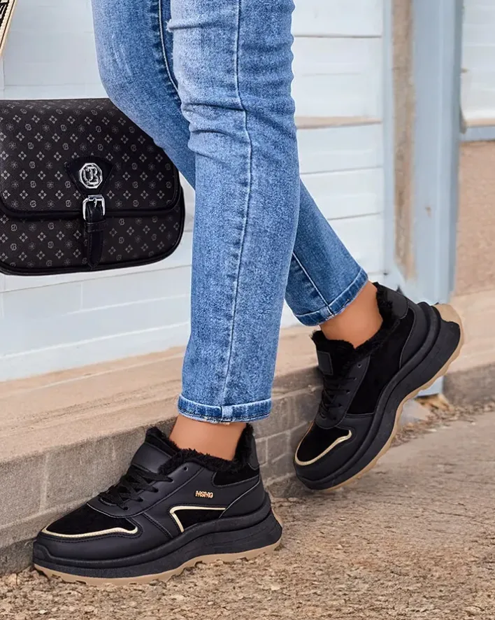 Ocieplane|Sneakersy^Royalfashion Sneakersy damskie z ociepleniem Ronniz czarny