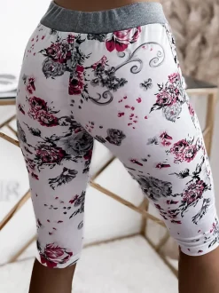 Spodenki 3/4|Krótkie Spodenki^Royalfashion Spodenki damskie biało- różowe o długości 3/4 biały