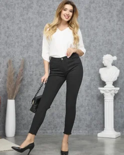 Jeansy^Royalfashion Spodnie damskie rurki w kolorze czarnym