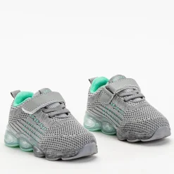 Dziewczęce^Royalfashion Sportowe buty dziecięce w kolorze szarym z miętowymi elementami Dons różowy