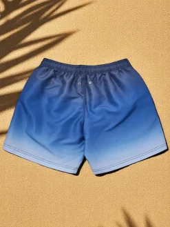 Spodnie^Royalfashion Sportowe męskie krótkie spodenki ombre z ochronną siateczką Granatowy