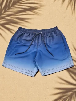 Spodnie^Royalfashion Sportowe męskie krótkie spodenki ombre z ochronną siateczką Granatowy