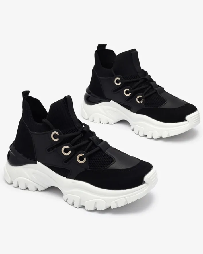 Bieganie, Ćwiczenia I Trening|Sneakersy^Royalfashion Sportowe sneakersy damskie w kolorze czarno Hasola czarny