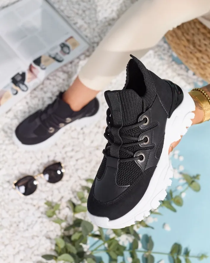 Bieganie, Ćwiczenia I Trening|Sneakersy^Royalfashion Sportowe sneakersy damskie w kolorze czarno Hasola czarny