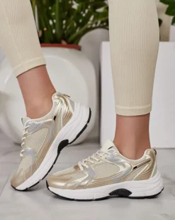 Bieganie, Ćwiczenia I Trening|Sneakersy^Royalfashion Sportowe sneakersy damskie Telio złoty